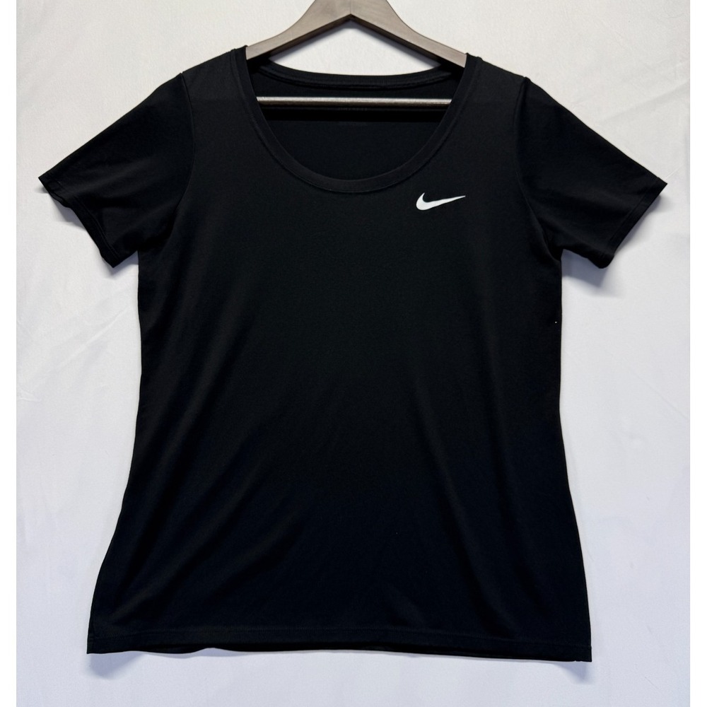 Nike Dri Fit T Shirt Womens Medium Black Scoop Neck Athletic Gym Training Top